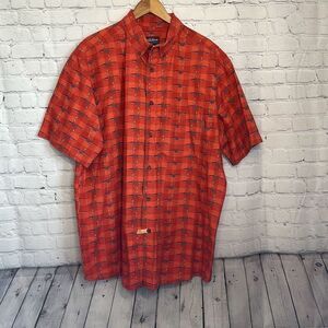 Woolrich Brick Kayak Graphic Button Down Short Sleeve size XL All over Print